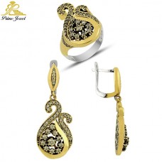 Gümüş Otantik Taşlı Set